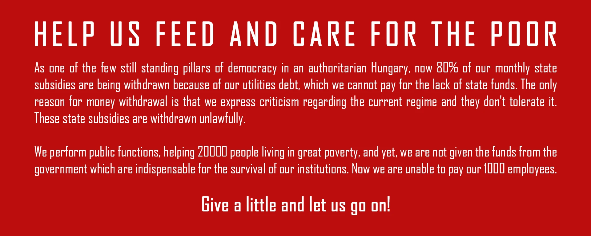 Help us feed and care for the poor